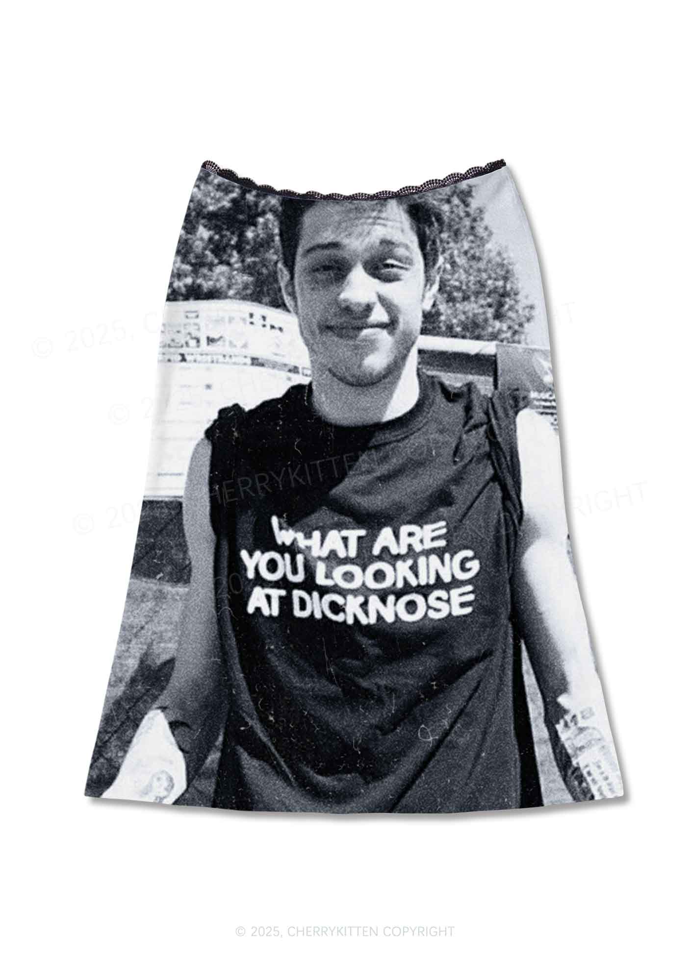 What Are You Looking At Y2K Print Midi Skirt Cherrykitten