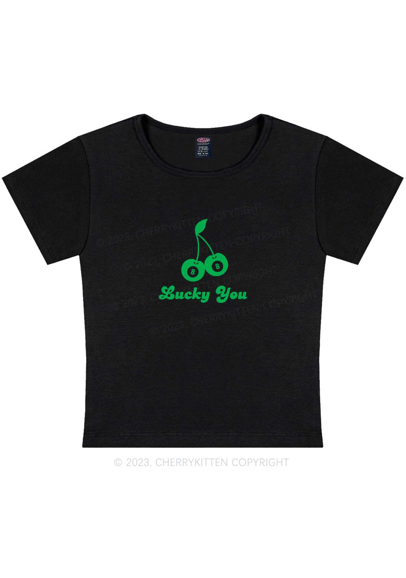 Lucky Eight St Patricks Y2K Baby Tee Cherrykitten