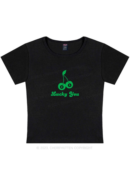 Lucky Eight St Patricks Y2K Baby Tee Cherrykitten