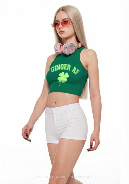 Ginger AF St Patricks Y2K Crop Tank Top Cherrykitten
