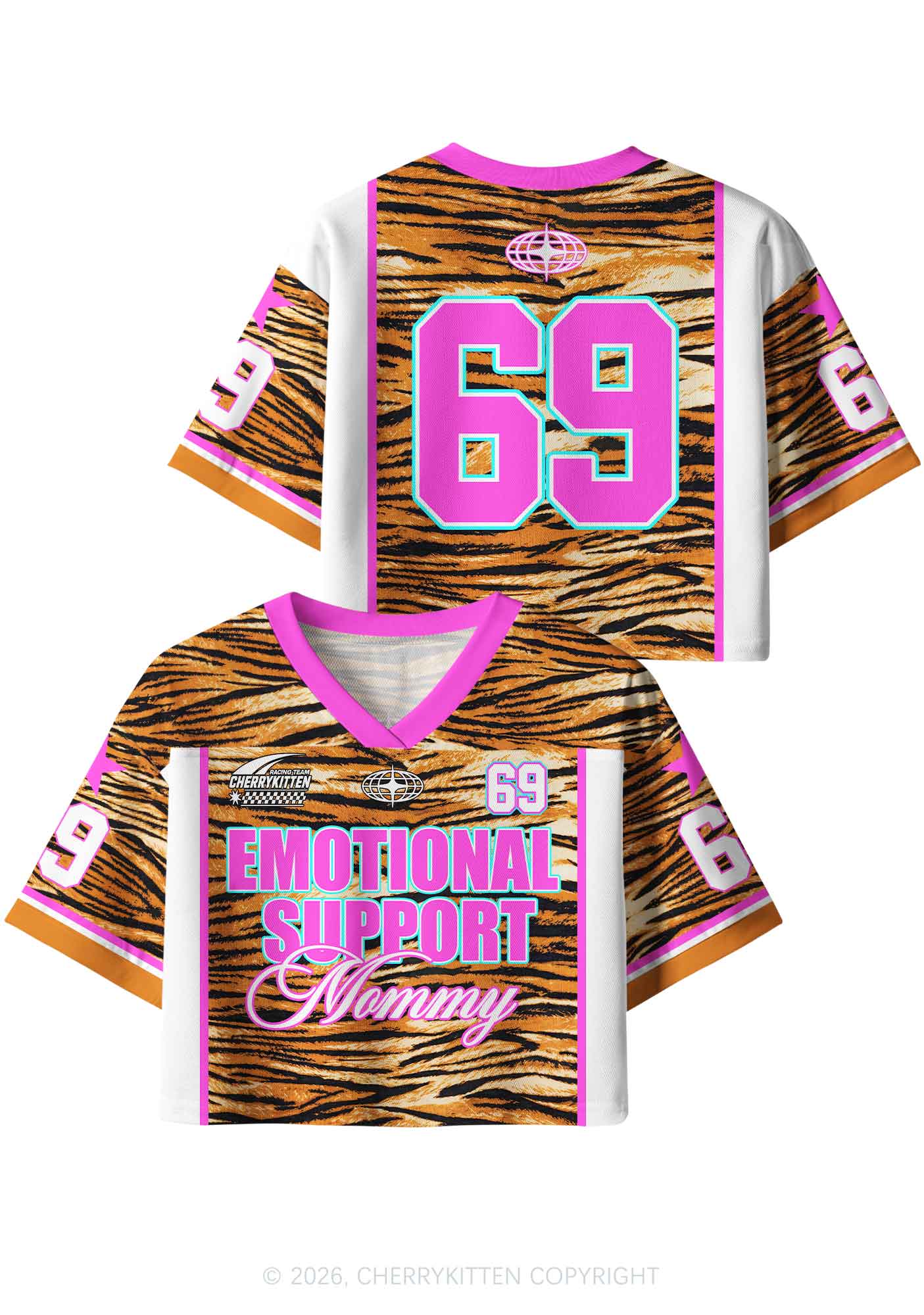 Emotional Support Mommy Y2K Crop Sport Jersey Shirts Cherrykitten