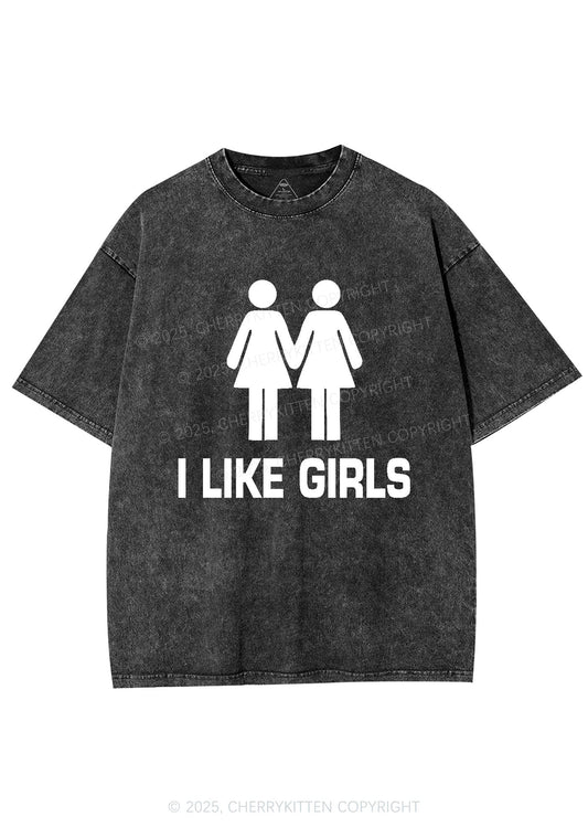 I Like Girls Pride Y2K Shirts Washed Tee Cherrykitten