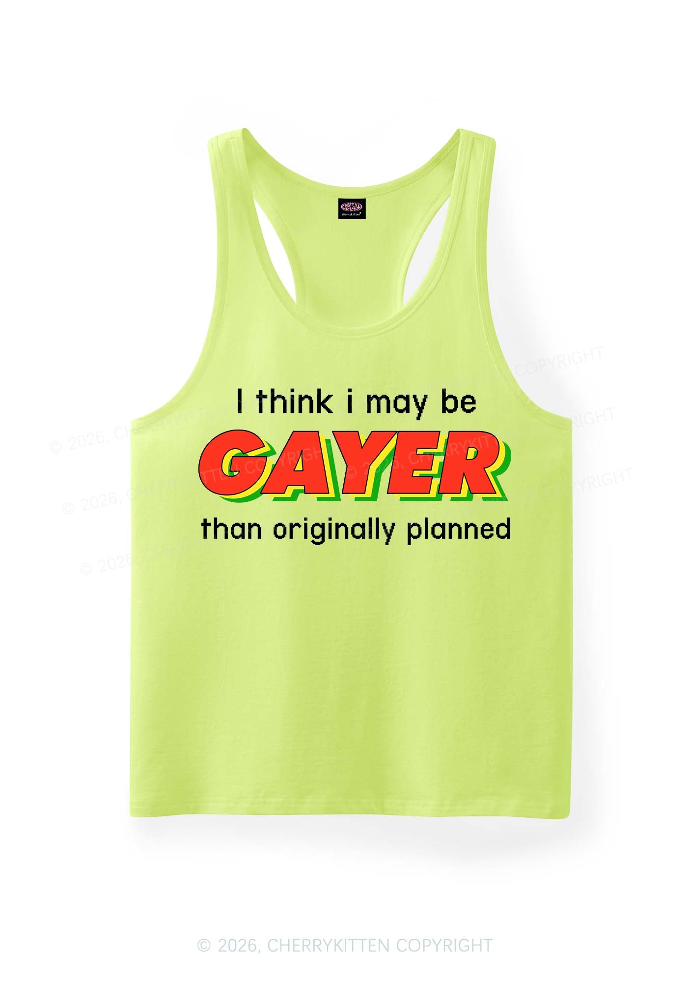 I May Be Gayer Pride Y2K Men Racerback Tank Top Cherrykitten