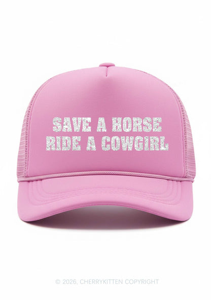 Glitter Ride A Cowgirl Pride Y2K Trucker Hat Cherrykitten