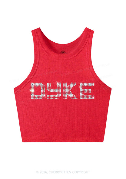 Rhinestone Dyke Pride Y2K Crop Tank Top Cherrykitten