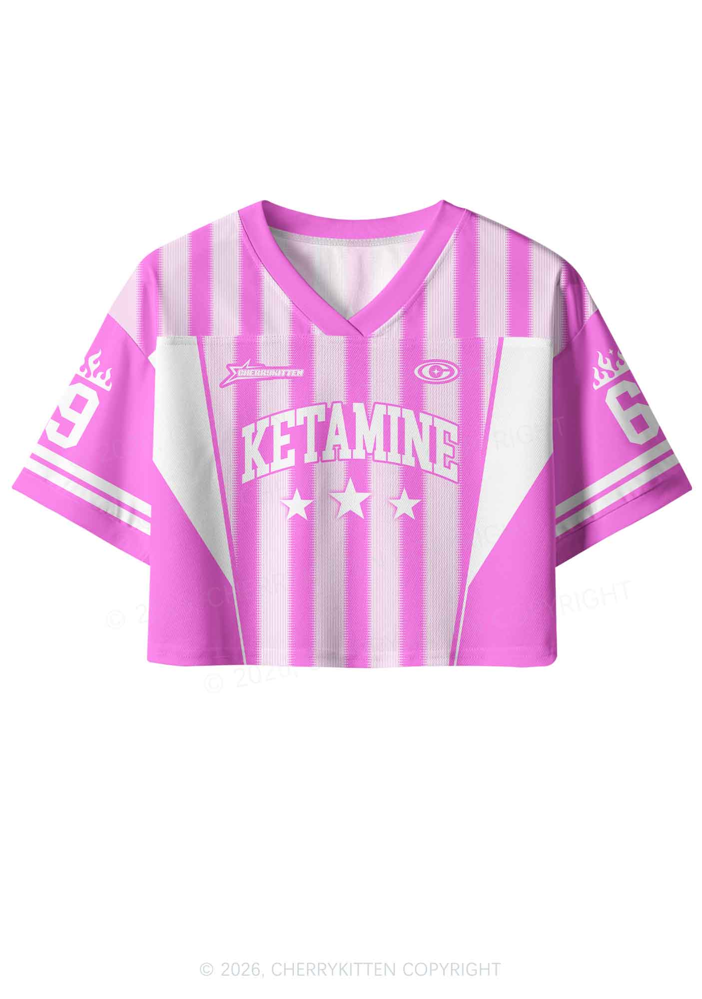 Pink Kxxamine Stars Y2K Crop Sport Jersey Shirts Cherrykitten