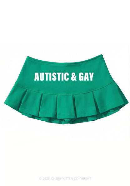 Autistic Gay Pride Y2K Mini Pleated Skirts Cherrykitten