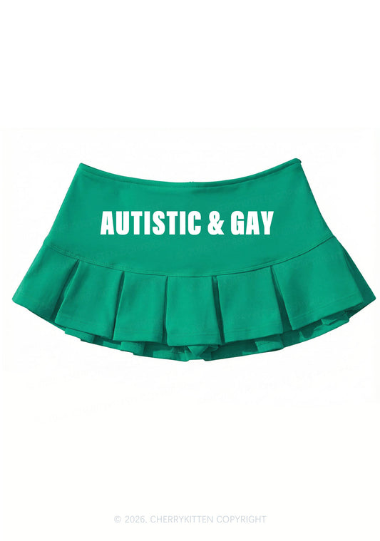 Autistic Gay Pride Y2K Mini Pleated Skirts Cherrykitten