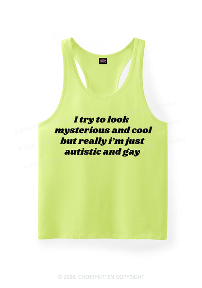 Im Just Autistic And Gay Pride Y2K Men Racerback Tank Top Cherrykitten