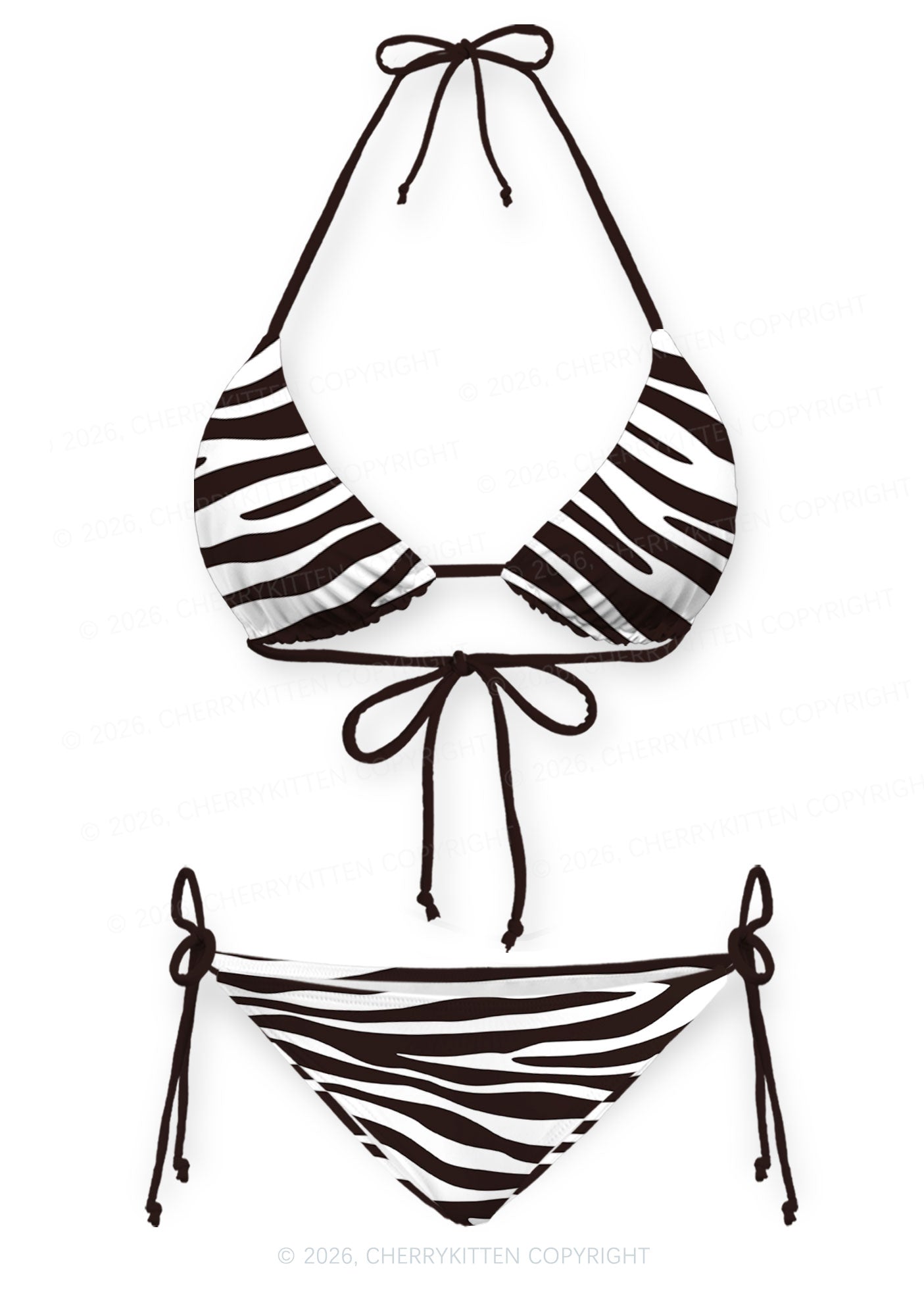 Classic Zebra Stripes Y2K Print Bikini Set Cherrykitten