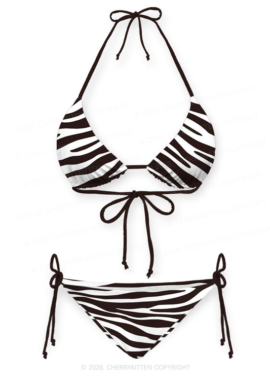Classic Zebra Stripes Y2K Print Bikini Set Cherrykitten