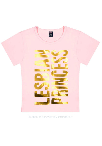 Lesbian Princess Pride Silver Foil Printed Y2K Baby Tee Cherrykitten