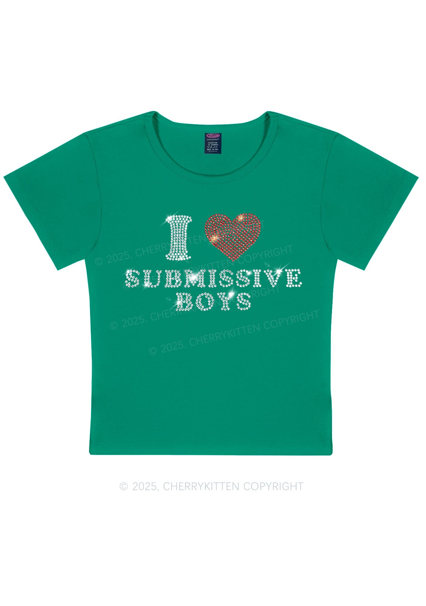 Rhinestone I Love S Boys Y2K Baby Tee Cherrykitten
