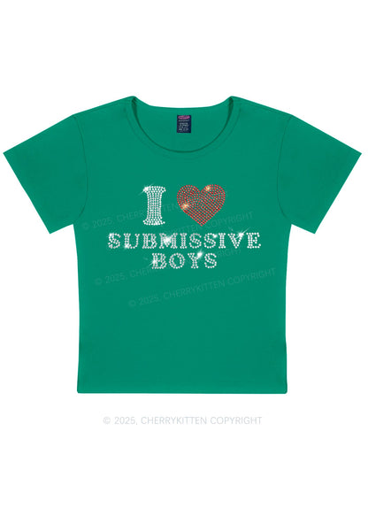 Rhinestone I Love S Boys Y2K Baby Tee Cherrykitten