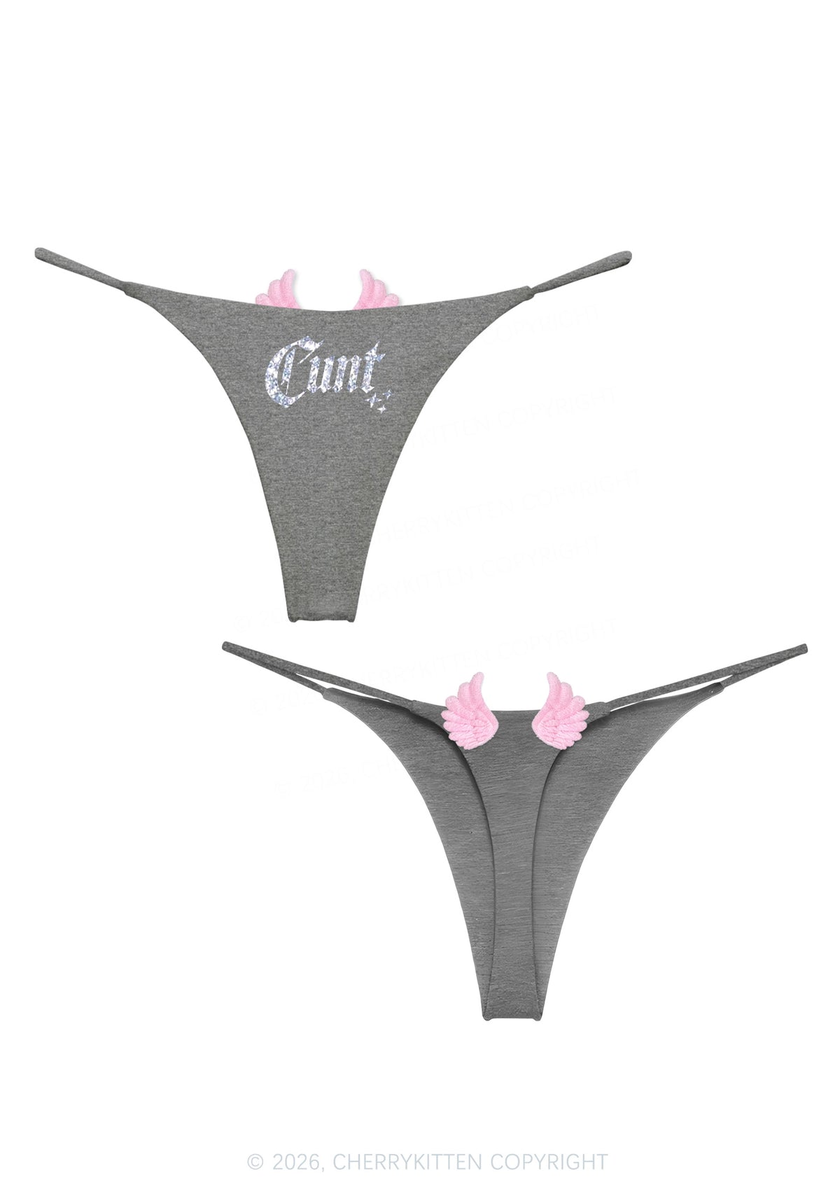 Glitter Special Cxxt Y2K Goth Angel Wings Bikini String Thong Cherrykitten