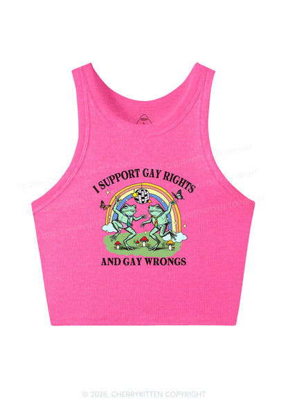 I Support Gay Rights Disco Frogs Y2K Crop Tank Top Cherrykitten