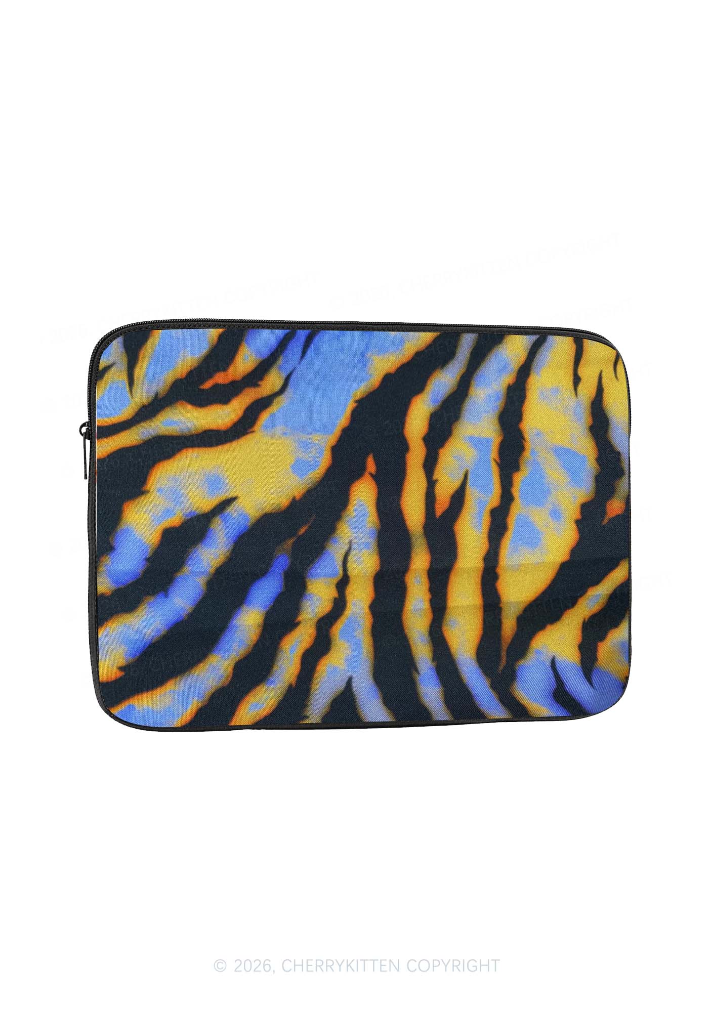 Blue Yellow Gradient Tiger Stripe Y2K Laptop Sleeve Cherrykitten