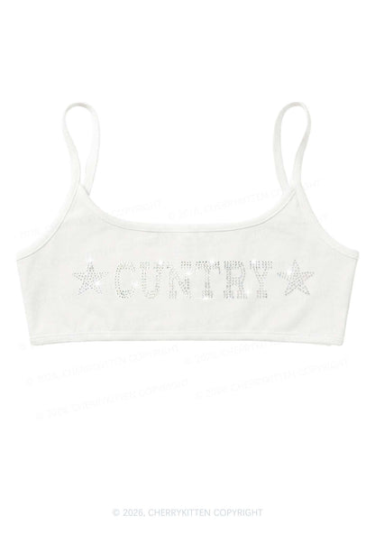 Rhinestone Cuntry Y2K Super Crop Cami Cherrykitten