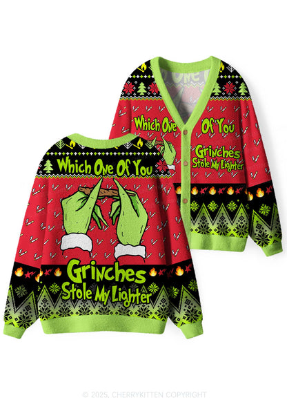 Which One Stole Lighter Y2K Christmas Cardigan Knit Sweatshirt Cherrykitten