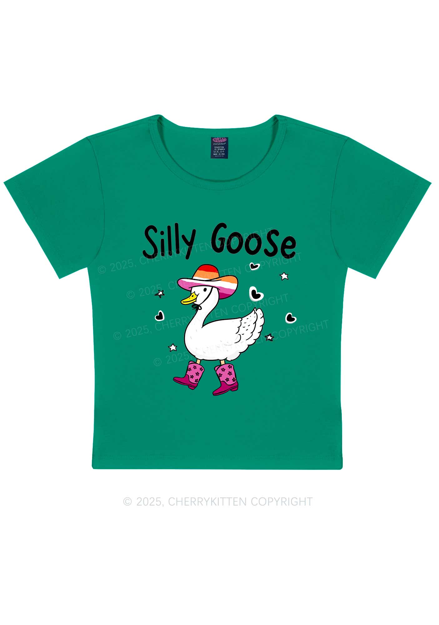 Silly Goose Lesbian Pride Y2K Baby Tee Cherrykitten