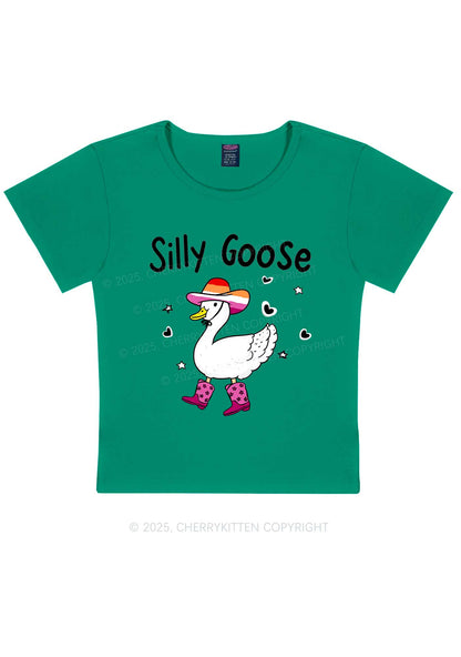 Silly Goose Lesbian Pride Y2K Baby Tee Cherrykitten