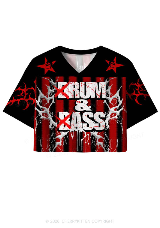 Drum And Bass Y2K Crop Sport Jersey Shirts Cherrykitten