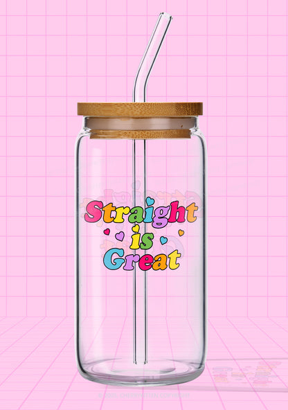 Straight Is Great Pride Y2K Printed Glass Cup Cherrykitten