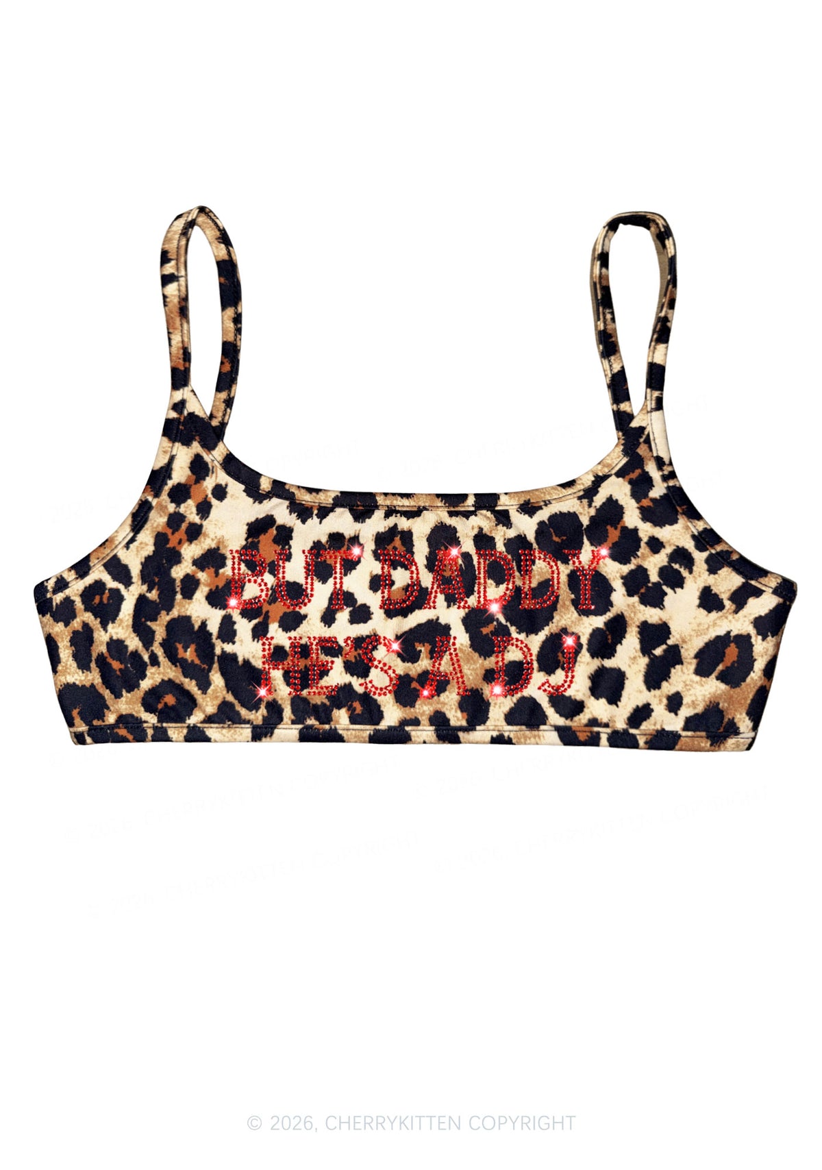 Rhinestone But Daddy Hes A Dj Y2K Super Crop Cami Cherrykitten