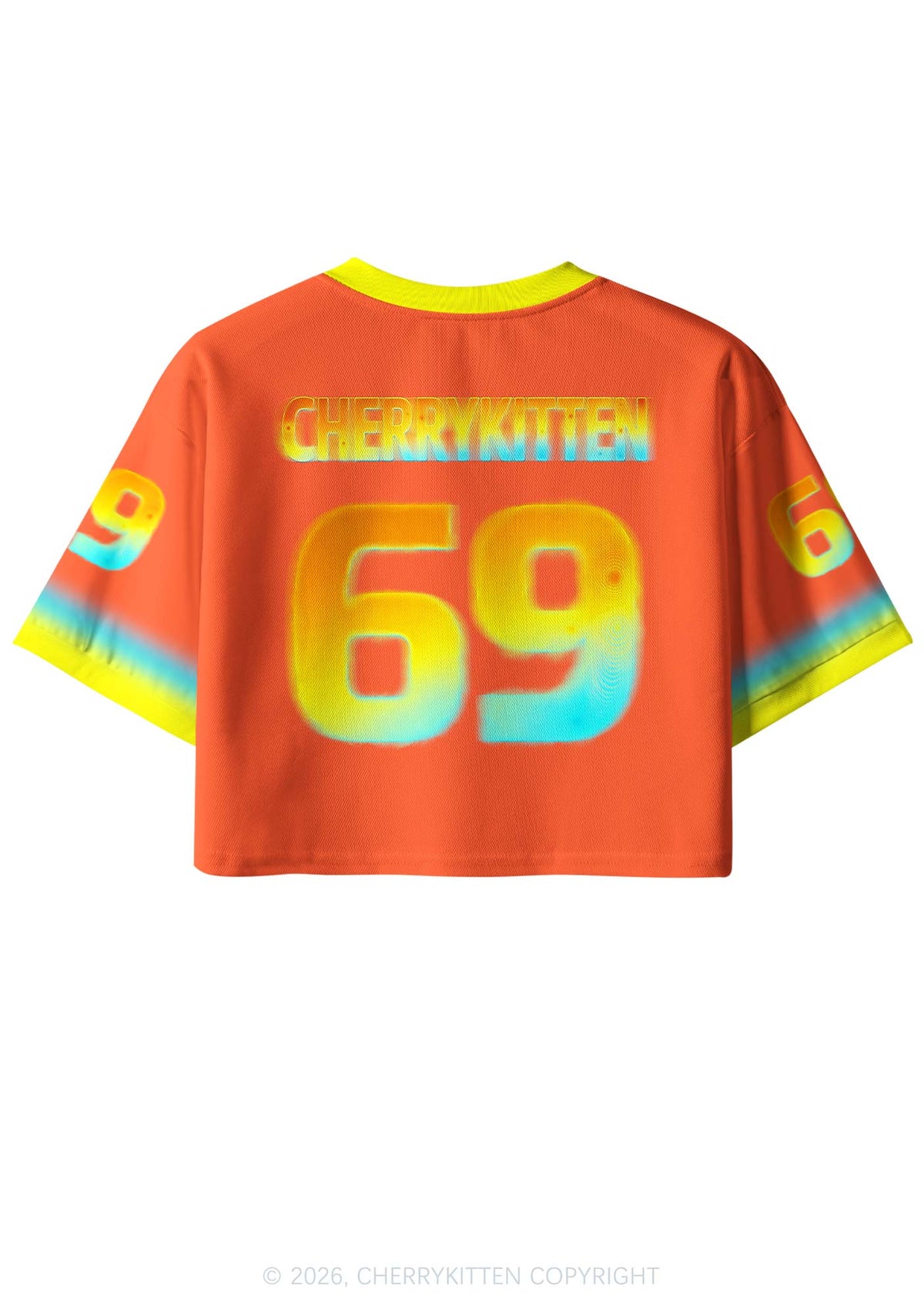 Orange Thermal Female Body Y2K Crop Sport Jersey Shirts Cherrykitten