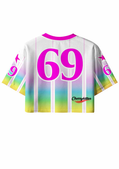 Be Gay Do Crime Rainbow Pride Y2K Crop Sport Jersey Shirts Cherrykitten