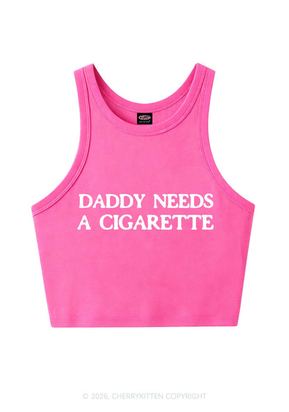 Daddy Needs A Cigarette Y2K Crop Tank Top Cherrykitten
