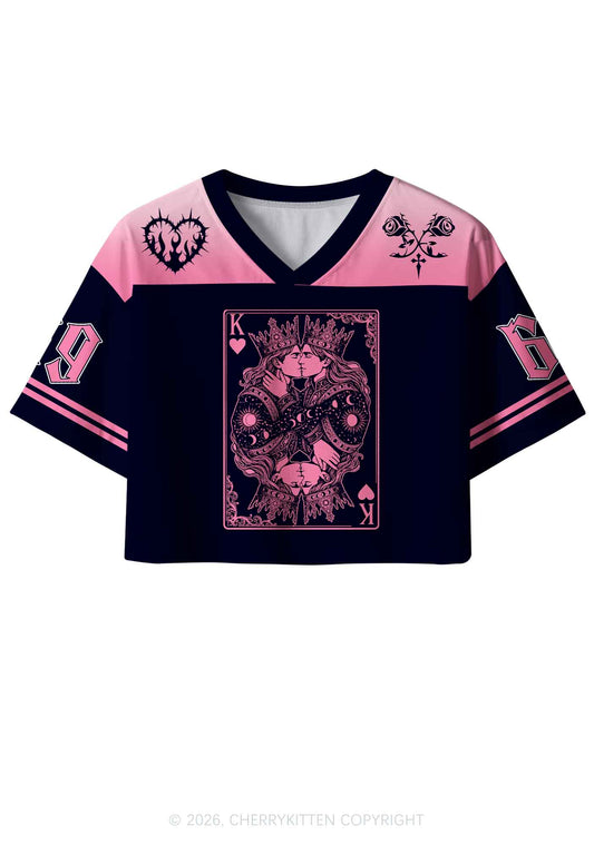 Pink Black Gay King Pride Y2K Crop Sport Jersey Shirts Cherrykitten