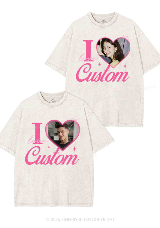 I Love Custom Y2K Valentine's Day Washed Tee Cherrykitten