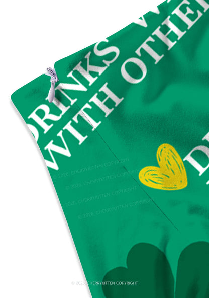 Drinks Well With Others St Patricks Y2K Print Mini Skirt Cherrykitten