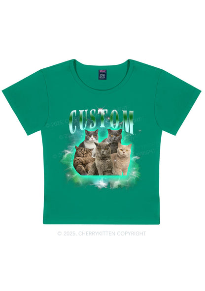 Custom Cat Photo Art Y2K Baby Tee Cherrykitten