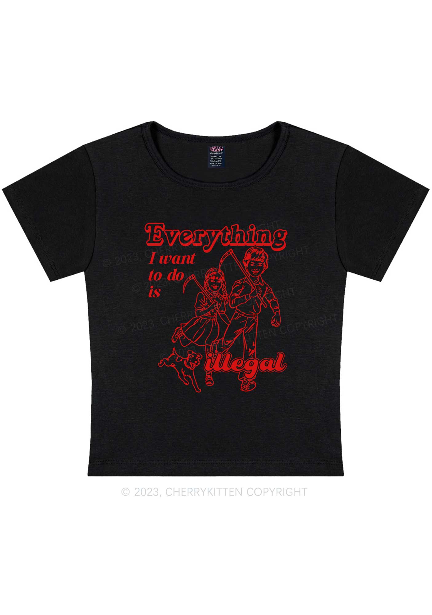 Everything Is Illegal Y2K Baby Tee Cherrykitten