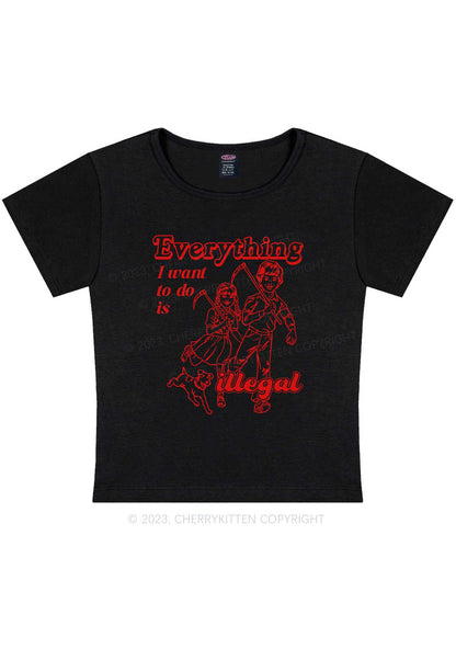 Everything Is Illegal Y2K Baby Tee Cherrykitten