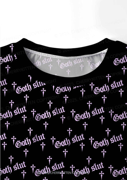 Halloween Pink Goth Slxt Y2K Print Long Sleeve Pajama Set Cherrykitten