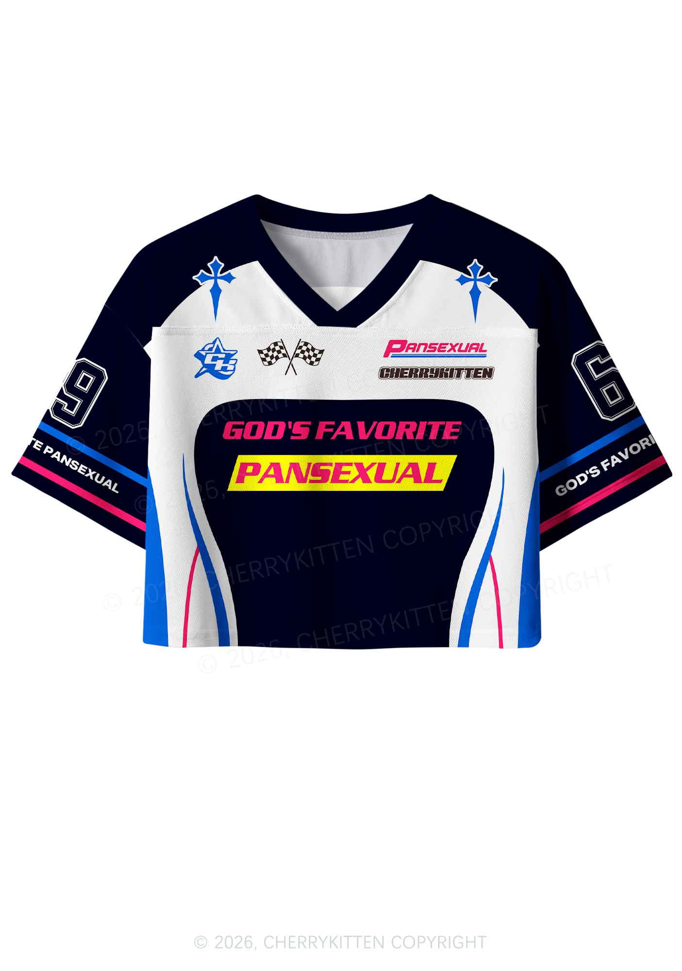 Gods Favorite Pansexual Pride Y2K Crop Sport Jersey Shirts Cherrykitten