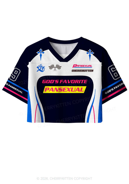 Gods Favorite Pansexual Pride Y2K Crop Sport Jersey Shirts Cherrykitten