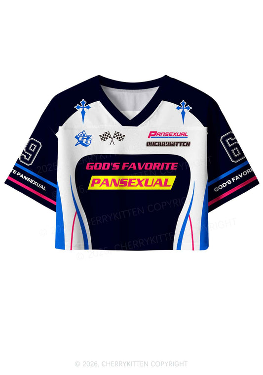 Gods Favorite Pansexual Pride Y2K Crop Sport Jersey Shirts Cherrykitten