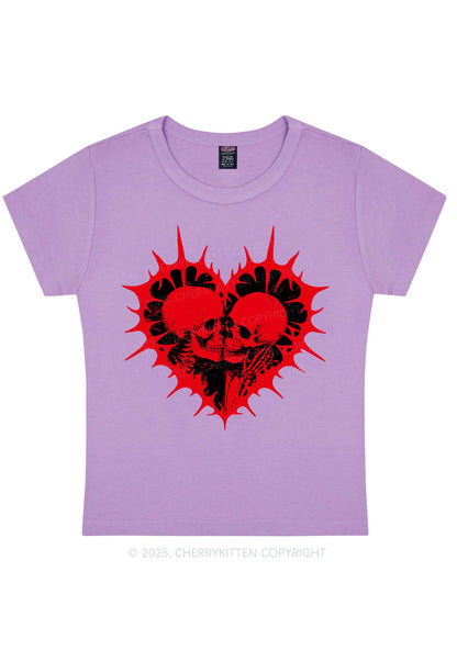 Spiked Heart Skulls Valentine's Day Y2K Baby Tee Cherrykitten