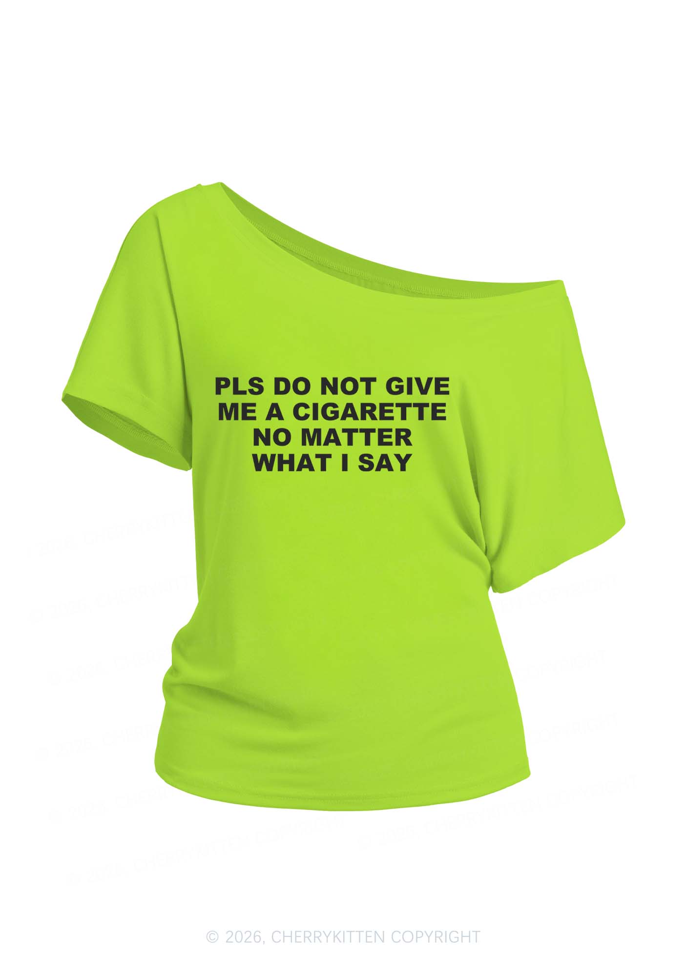 Dont Give Me Cigarette Y2K Off Shoulder Tee Cherrykitten