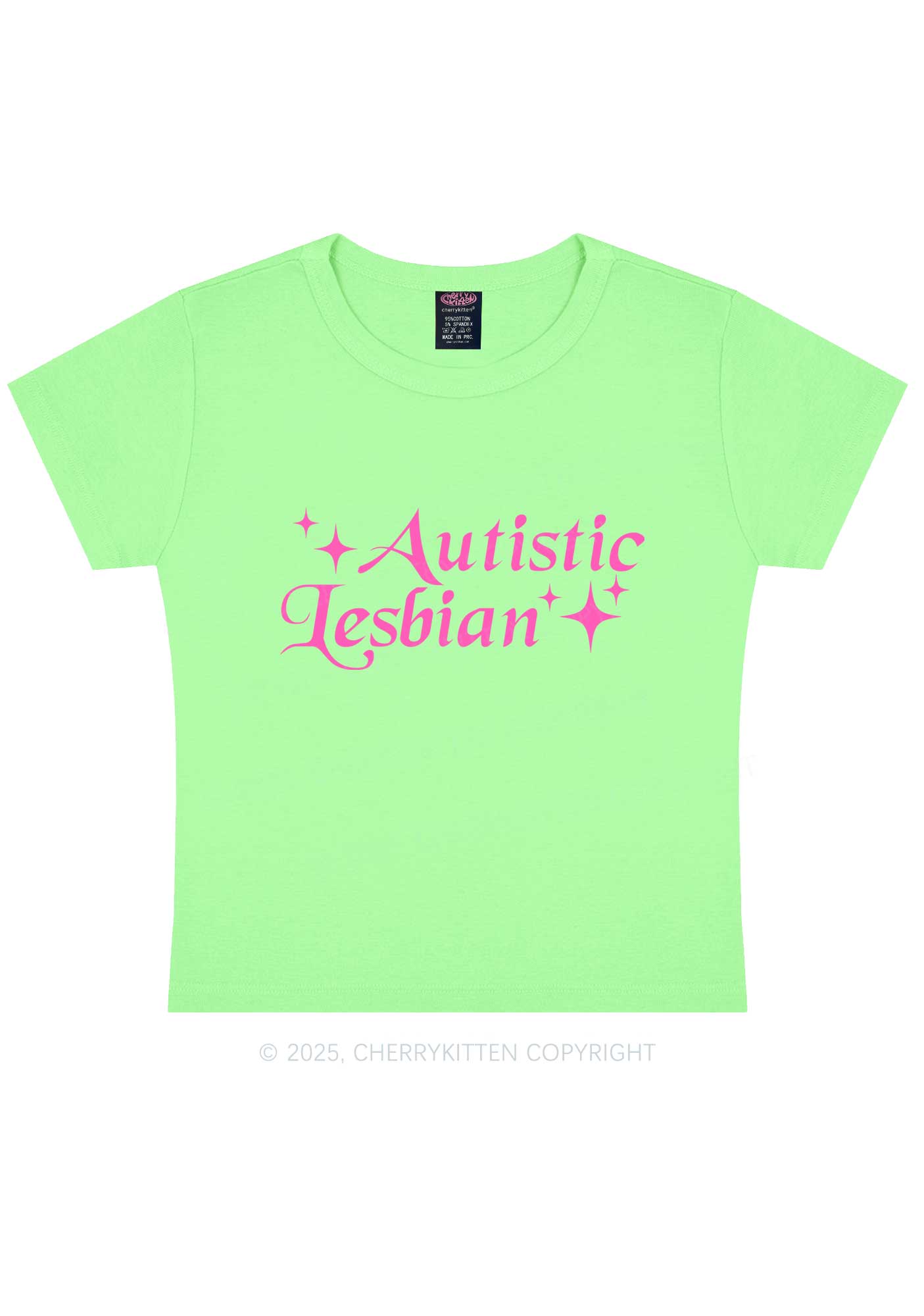 Autistic Lesbian Y2K Baby Tee Cherrykitten
