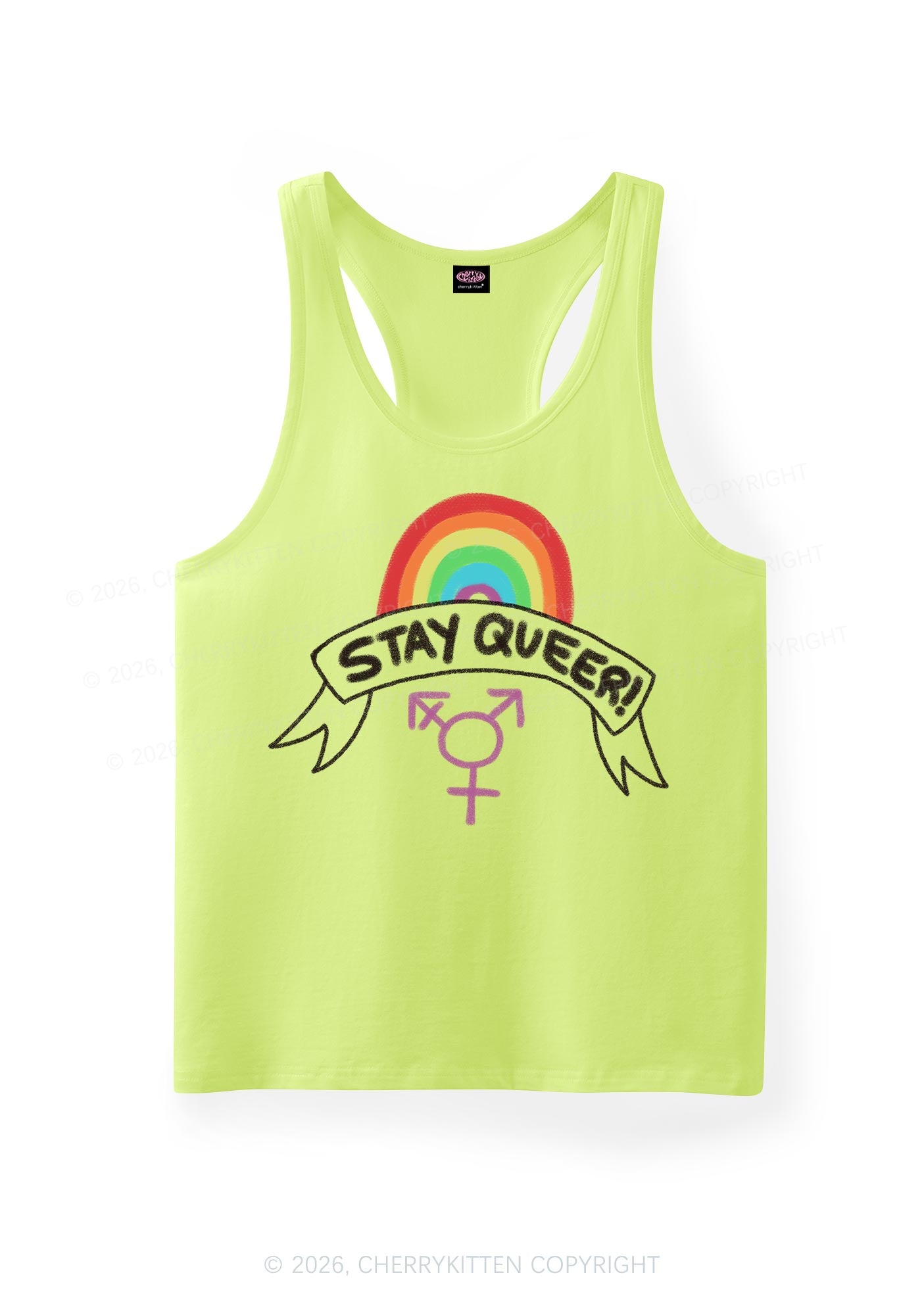 Stay Queer Pride Y2K Men Racerback Tank Top Cherrykitten