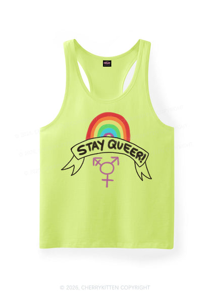 Stay Queer Pride Y2K Men Racerback Tank Top Cherrykitten