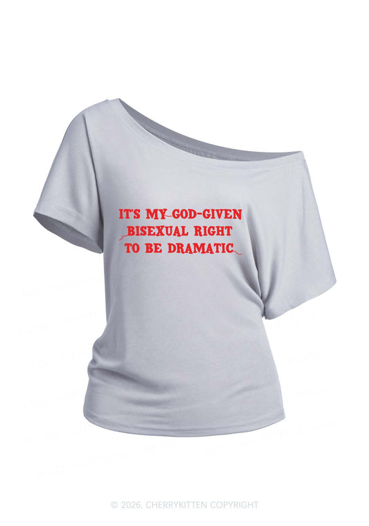 God Given Bisexual Right Pride Y2K Off Shoulder Tee Cherrykitten