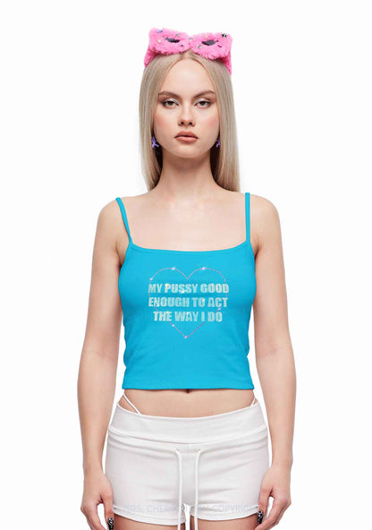 Rhinestone Good Enough To Act Y2K Spaghetti Strap Cami Cherrykitten