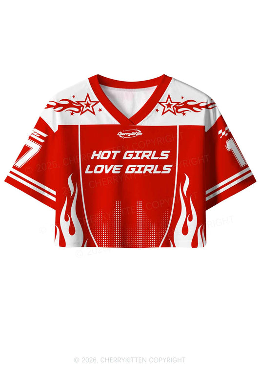 Hot Girls Love Girls Pride Y2K Crop Sport Jersey Shirts Cherrykitten
