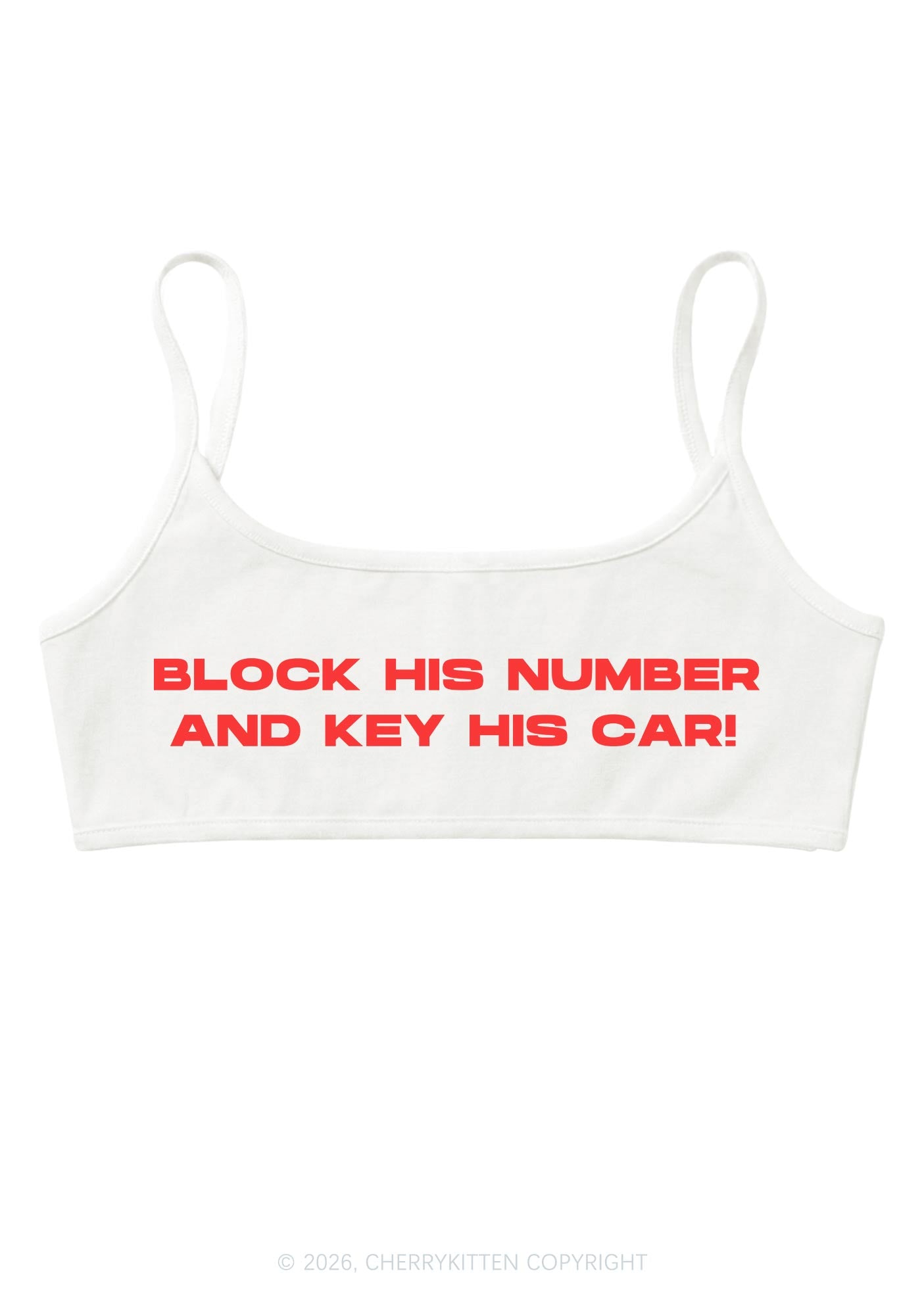 Block His Number Y2K Super Crop Cami Cherrykitten